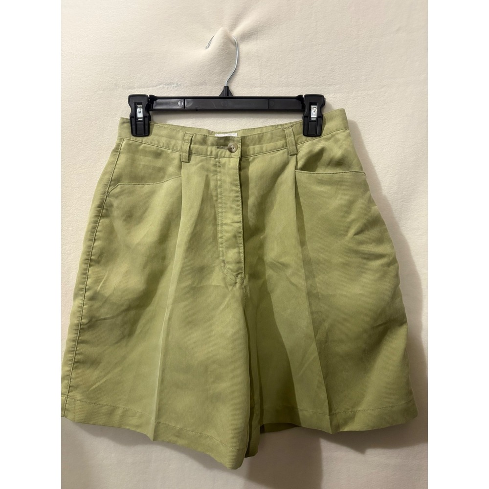 Adidas Womens Sage Green Pleated Golf Shorts High Waisted Ribbed Size 8 Vintage